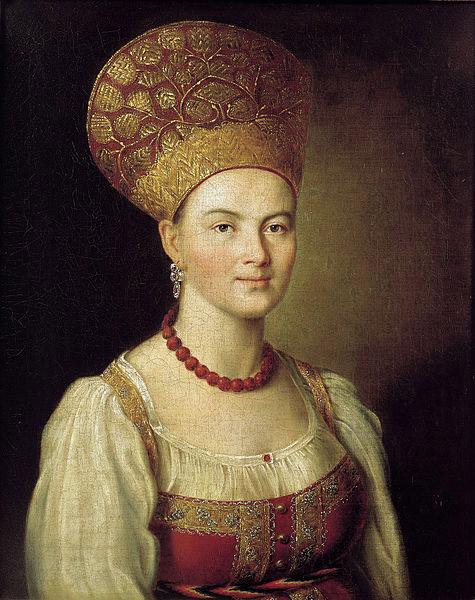 unknow artist Portrait of an Unknown Woman in Russian Costume China oil painting art